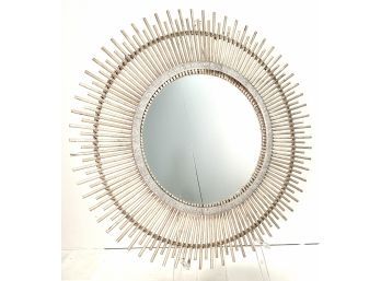 BOHO Vintage Wood Dowel & Rope Large Round Sunburst Wall Mirror