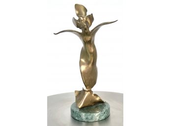 Vintage Brass Or Bronze Figural Modern Art Sculpture Signed