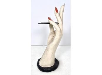 Large Vintage 1980s Surreal Female Hand Form Stand Table