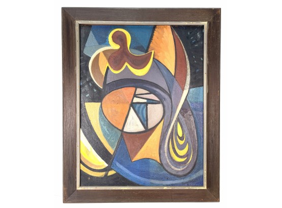 Mid Century Modern 1959 Oil On Canvas, Framed. Signed & Dated.