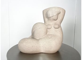 Vintage Signed Stone Nude Voluptuous Curvy Woman Sculpture