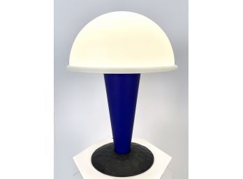 1980s Post Modern RON REZEK Italian Glass Table Lamp With Heavy Metal Base