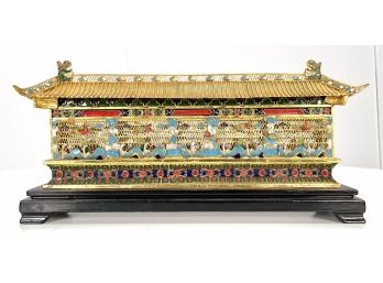 Wonderful Chinese Enameled Temple Gold Gilt With Miniature Dragons Inside