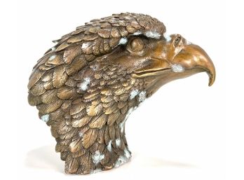 Decorative Brass Eagle Head Statue Chinese Stamp On Bottom