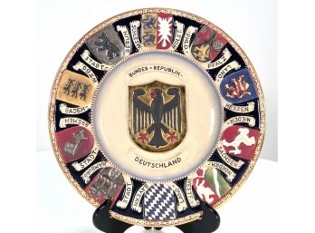 Vintage Decorative Western German Pottery Plate Bundes - Republik - Deutschland