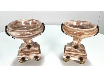 Gorgeous Pair Of Vintage French Style Marble Garniture Urns