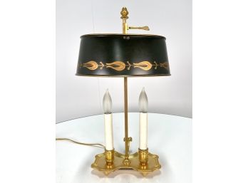 Small Brass Bouillotte Table Lamp 2 Candelabra