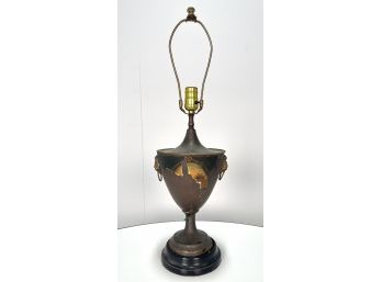 Antique Hand Painted French Tole Urn Table Lamp