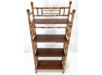 GORGEOUS. Antique Bamboo 4 Tier Whatnot Shelf Display Stand Bookcase