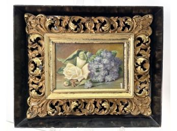 GORGEOUSNESS. Emily McGary Selinger Listed Artist Antique Floral Painting In A Stunning Gilded Frame