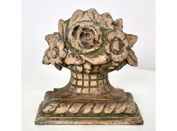 FLORAL. Antique Cast Iron Doorstop Bouquet Of Flowers
