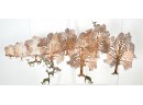 WOW!! Large Mid Century Modern Metal & Copper Trees Wildlife Wall Art Sculpture