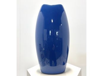 Mid Century West Germany Large Deep Cobalt Blue Pottery Vase