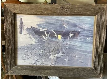Seagull Print With Barn Board Frame Signed 1121