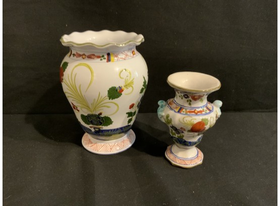 Tall And Small Faience Vases