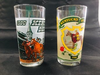 Kentucky Derby 1980 & 1981 Official Issue Glass