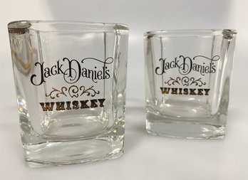 Pair Of JACK DANIELS WHISKEY Square Tumbler Or Old Fashion Glasses
