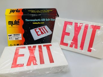 LED EXIT Sign - Damp  Location Rated - Battery Backup - Thermoplastic NEW IN BOX - MULE MXBRU (E8)
