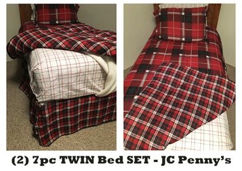 (2 Complete Sets) 7 Piece COTTON TWIN Bedding - JC Penny's - COTTON HIGH QUALITY