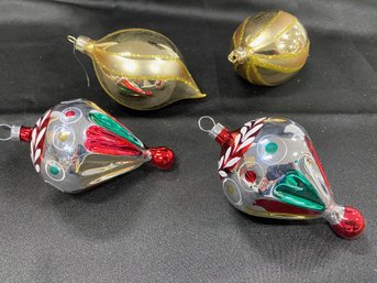 4 Vintage Glass Christmas Ornaments (LB 41)