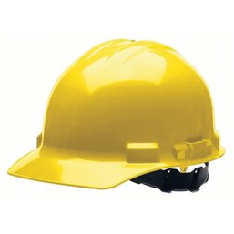 Hard Hat: Front Brim Head Protection, ANSI Classification Type 1, Class E, Yellow, No Graphics, MSA (LB 49)
