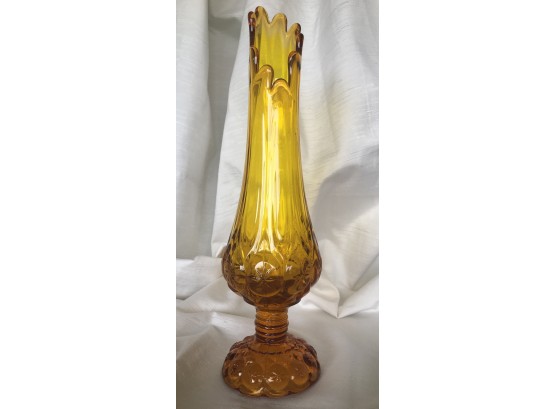 Mid-Century MOON & STARS Swung Amber Vintage Vase In Golden Amber