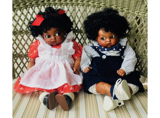 African American Pair Of Baby Dolls By Artist Carol Eisert