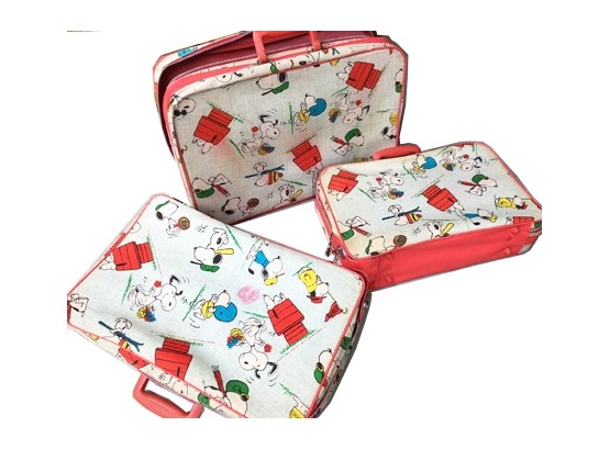 VTG 3 Piece Peanuts Gang Suitcase - Snoopy Travel Luggage -  SNOOPY CORP C  1958 1965 UNITED FEATURE SYNDICATE