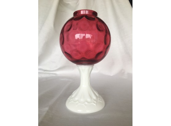 1956  1967 FENTON Ruby & Milk Glass - Ivy Ball Footed