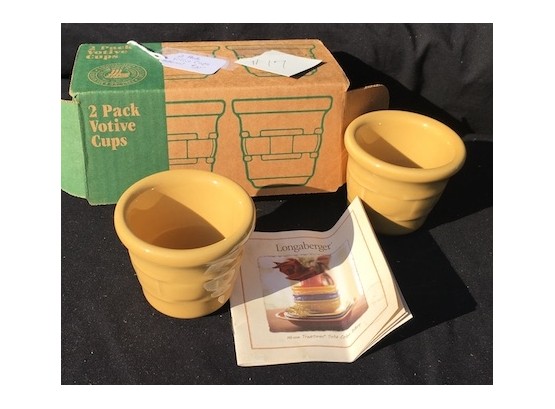 Set Of 2  Longaberger Pottery Votive Cups Crocks In Butternut Color (17)