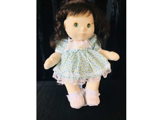 My Child - Mattel 1985 Brown Hair, Green Eyes, Blue & White Dress