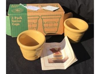 Set Of 2  Longaberger Pottery Votive Cups Crocks In Butternut Color (17)