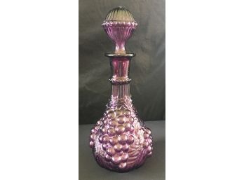 VTG Imperial Glass Co. Amethyst Iridescent Purple Carnival Glass Decanter W/ Stopper