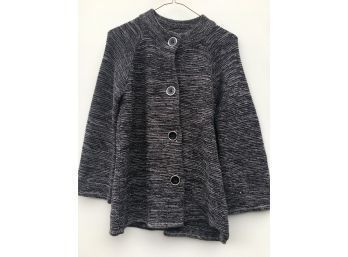 Sz MP - B/W Swing Button Up Sweater Jacket BY: JM Collection Petite (S19)