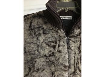 Sz S/P  PARKHURST Zip Up Sweater With Faux Fur Vest Incorporated