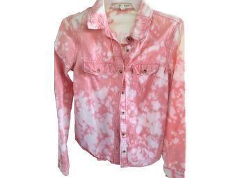 Sz XS Life In Progress Tye Dye Pink On White Denim Cotton Jacket