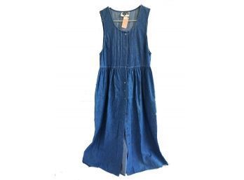 Sz 10  - 100 Cotton Denim Long Dress Button Up Front By: EMJ