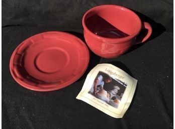 2008 Longaberger Pottery Woven Traditions Cappuccino Cup With Saucer In Paprika Color (19)
