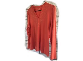 LG - St. Johns Bay - Burnt Orange Pullover Vneck With Embroidery