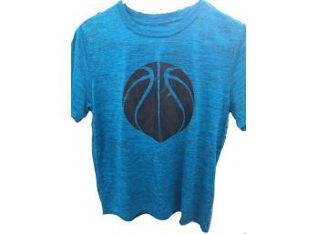 SZ L 14-16 Xersion Blue & Black Weave With Basketball Graphic Shirt