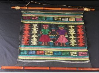 Native Weave & Hand Stitching Wall Hanging - VTG Mexico (S1)