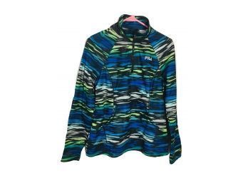 Sz L FILA SPORTS Pullover Top Zip Jacket Front Pocket Bright Colors