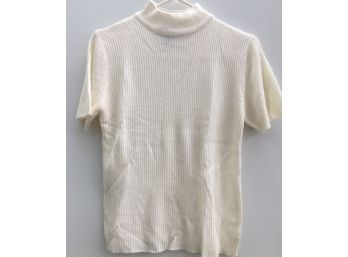 Sz SP - Soft Touch Light Cream Pullover Short Sleeved Sweater