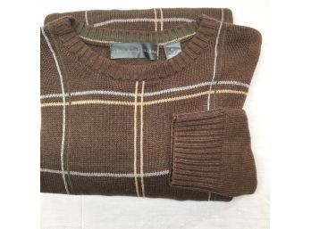 Men's XL - OSCAR DE LA RENTA - Brown Plaid Sweater - 100  COTTON
