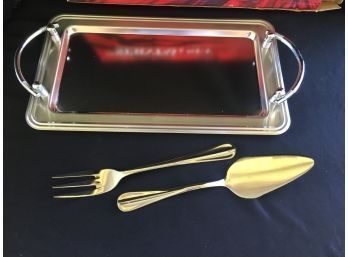 Vintage In Box SS Serving Tray & Serving Utensils