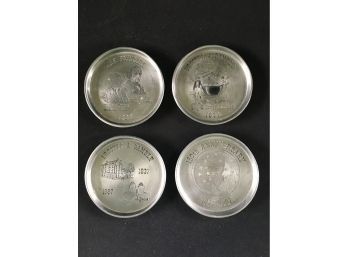 1987 Vintage Proctor And Gamble 150th Anniversary Heavy Pewter Coasters