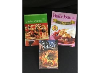 3 Cookbooks - Pasta Sauces, Season's Best The Pampered Chef, Home Journal