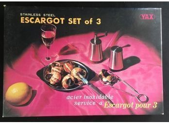 Vintage Escargot Set - Stainless Steel In Orgainal Box