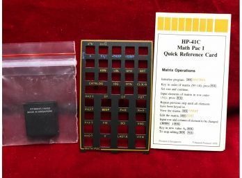 VTG Hewlett-Packard  HP41 Math I Pac WITH The Module, Quick Reference And  Overlay