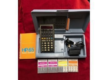 HP 65 Programable Calculator - W/ Manual, Quick Ref., Charger, Cards And More!